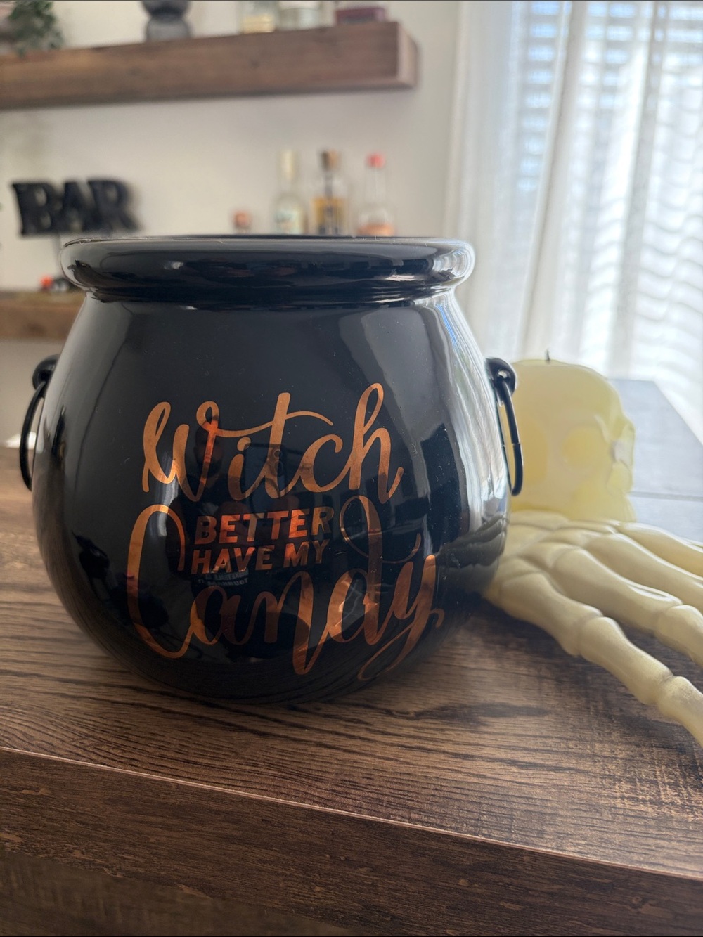 halloween ceramic witch stew candy pot "witch better have my candy"